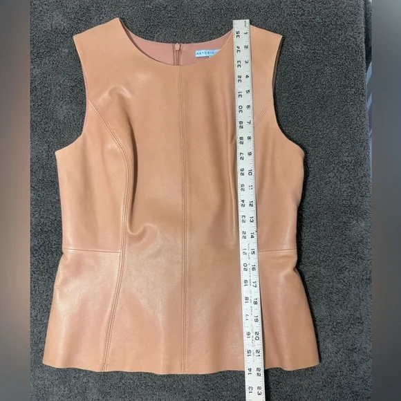 Antonio Melani Tan Leather Sleeveless Top - Picture 4 of 4